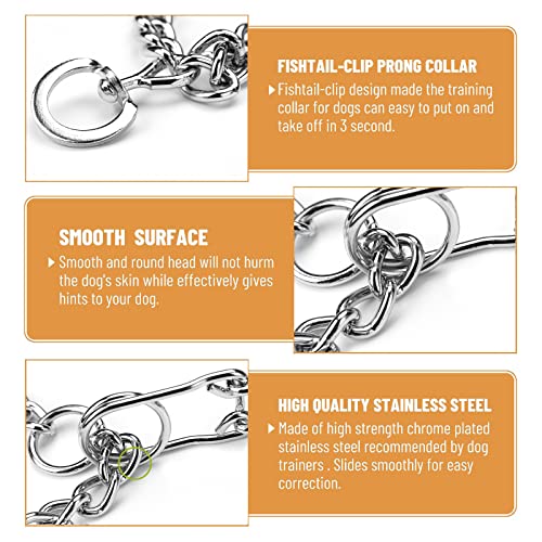 Dog Prong Collar, Adjustable Stainless Steel Pinch Collar Links, Training Collar Quick Release No-Choke Chrome-Plated… - Image 6