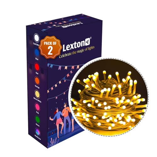 Image of Lexton 40 LED Power Pixel Serial String /Fairy Light | Plug Sourced | Suitable for Home & Outdoor Decoration, Diwali, Christmas, Ramadan, Wedding, Party, Festival (Pack of 2, Warm White)