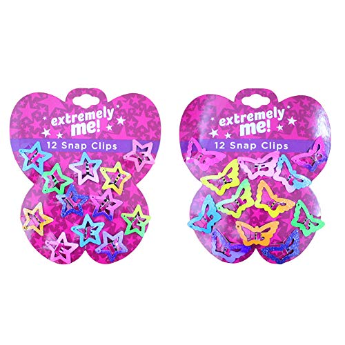 Hair Clips Barrettes for Girls Kids Teens Women Star Butterfly Snap Hair Clips Pins No Slip Metal Barrettes Accessories for Birthday Christmas Gifts Bling Hairpins Headwear 24pcs
