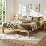 elnure Queen Wood Platform Bed Frame Japandi Style