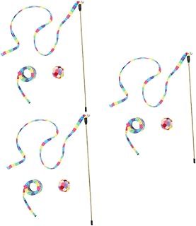 iplusmile 3 Conjuntos De Acessórios De Bastão Gatinho De Primavera Interativo Brinquedos De Provocação Provocação De Mastro Interno Gatos Acessório Varinha De Brinquedo Gato De Pesca