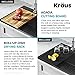 KRAUS Kore Workstation 33-inch Top Mount Drop-In 16 Gauge Black Stainless Steel Single Bowl Kitchen Sink in PVD Gunmetal Finish with Accessories, KWT310-33/PGM