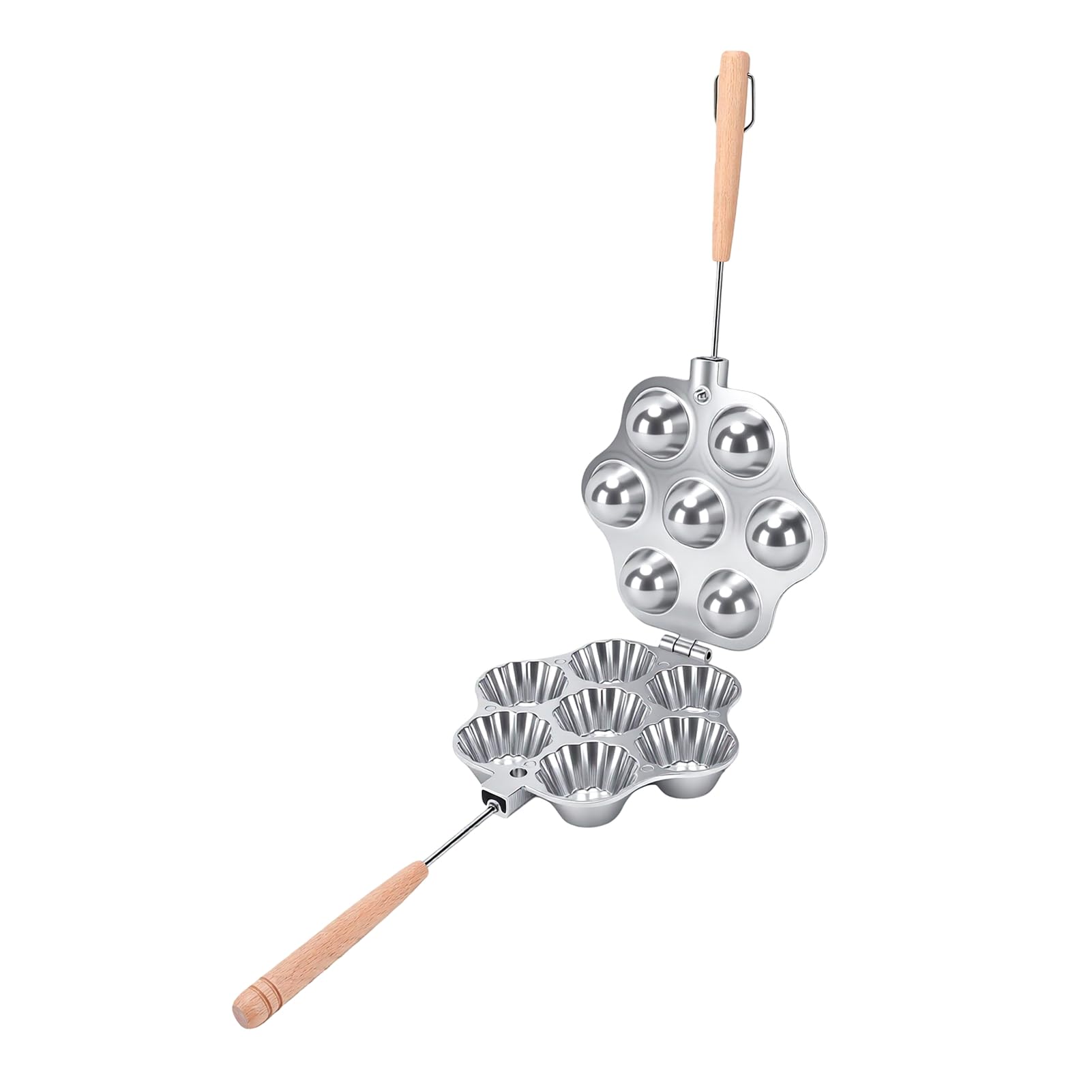 Jiawu Moule à Biscuits à Tartes Ouvertes, Alliage d'aluminium Antiadhésif, Répartition Uniforme de la Chaleur, Facile à Nettoyer, Moule à Biscuits à Tartes Ouvertes, 21x43,5 Cm, avec Poignées en Bois