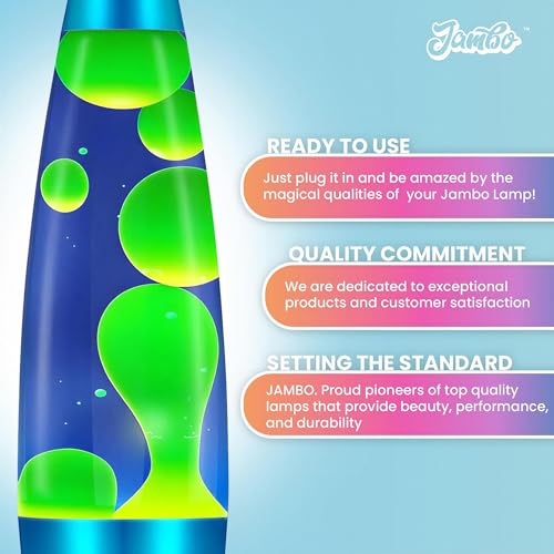 Image of JAMBO 16 inch Beautiful Lamp- Blue with Yellow /Green Wax, Relaxing Liquid Light, Night Light Nightlight, Home Decor Living Room Office Bedroom Lamp for Adults Teens Kids, Magma Motion
