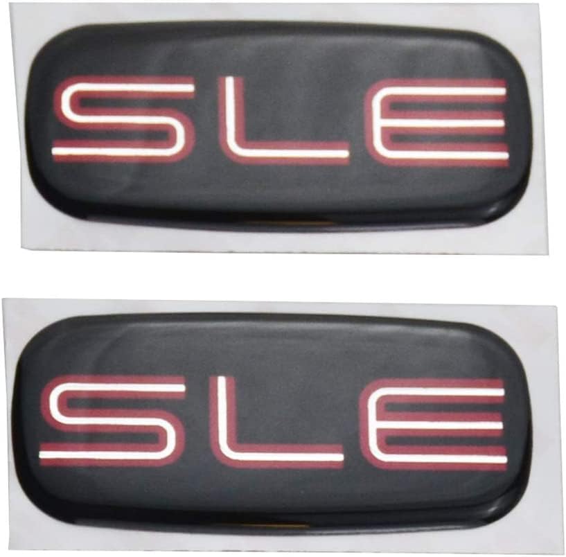 Image of 2Pcs SLE Cab Emblems 3D Badge Logo Nameplate Sticker Roof Pillar Replacement for SLE 15036134 Pickup Truck SUV (Red /Black)