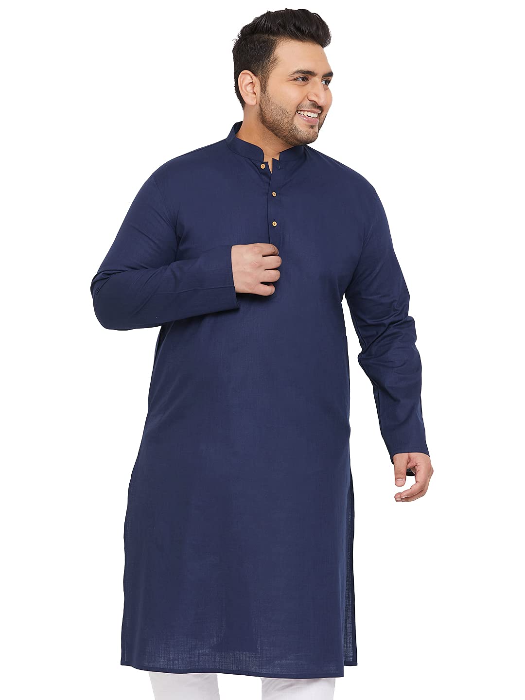 VASTRAMAYMen's Cotton Blend Regular Fit Casual Plain Regular Plus Kurta