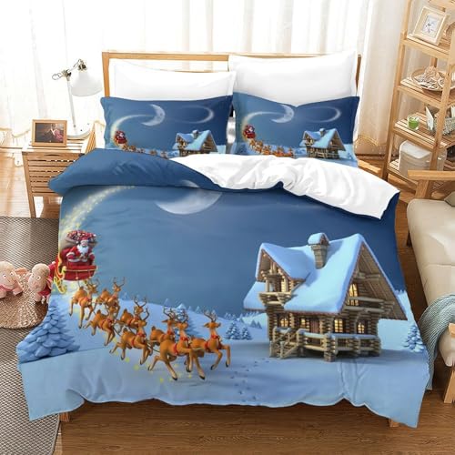 Housse de couette Père Noël 3D super douce lit double - 3