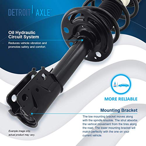 Image of Detroit Axle - FWD Front Struts for 2011 2012 2013 Ford Explorer 2 Complete Struts with Coil Spring Replacement Quick Install Ready Strut Shock Assembly