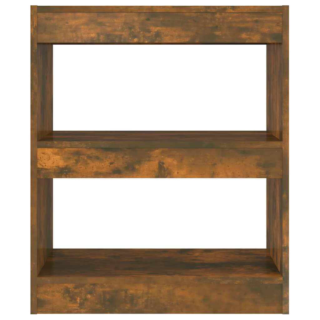 Libreria divisoria 60 x 30 x 72 cm, in legno di quercia affumicata, organizer versatile per soggiorno, corridoio, ufficio, cameretta dei bambini