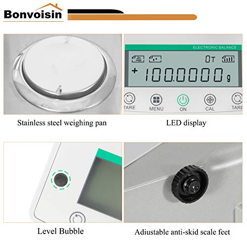 image for Bonvoisin Analytical Balance 120gx0.1mg Precision Lab Scale 0.0001g Di