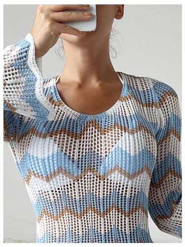 Milumia Women's Backless Crochet Cover Up Open Back Bell Sleeve Mini Beach Dresses3