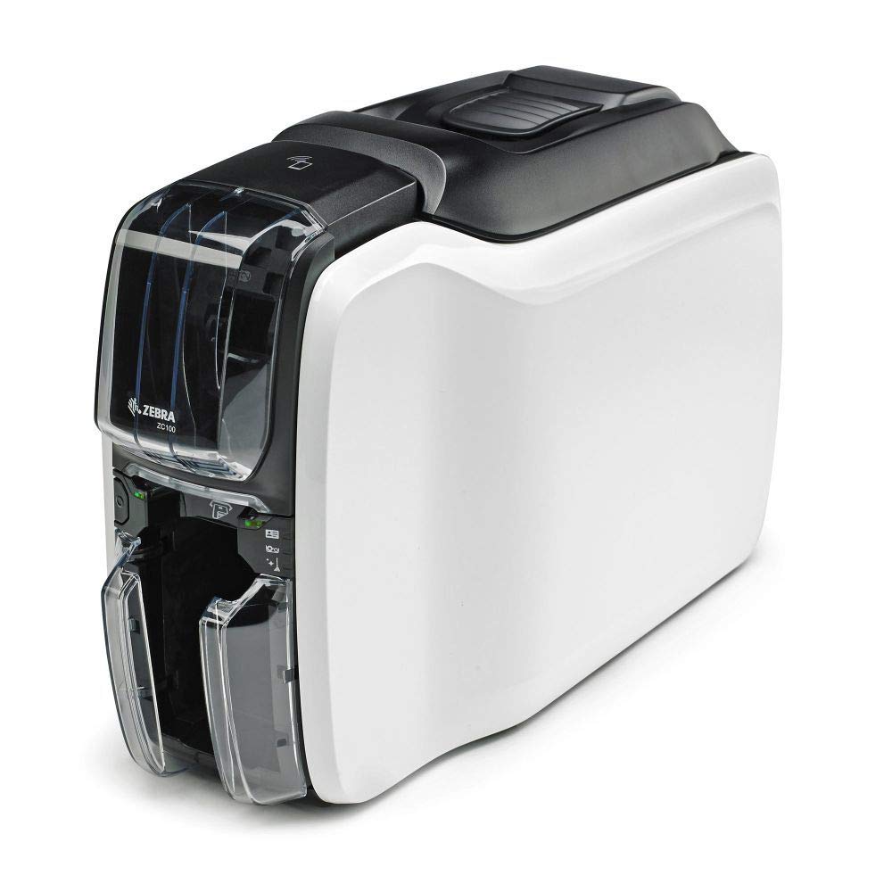 Zebra ZC100 Kartendrucker Paket mit 100 Plastikkarten weiß und Cardpresso XXS Software
