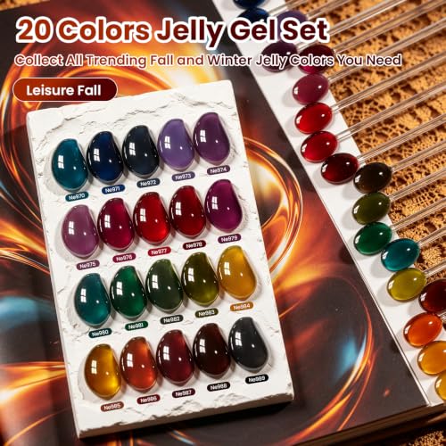 Image of Beetles Fall Jelly Gel Nail Polish Set, Leisure Fall 7.5ML 20 Colors