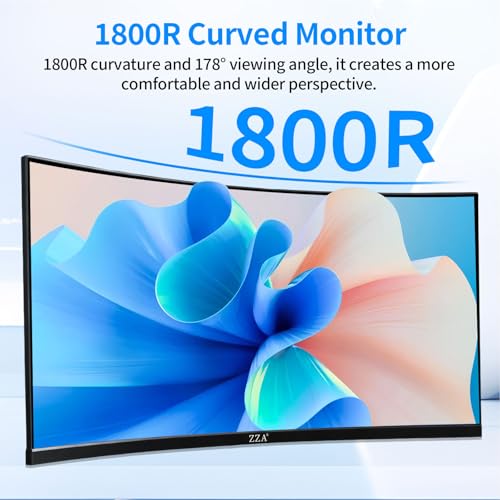 Image of ZZA 27 inch 100Hz Curved Monitor with 1K 1920x1080 Computer Screen 27 inch FHD with HDMI,VGA and Wall Mountable|1080P Eye Care PC Office Display for Working and Gaming