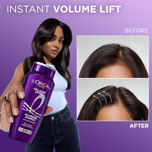 Image of L'Oreal Paris Collagen Lifter Volumizing Shampoo with Collagen Peptides for thin, flat hair, gives instant volume lift & thicker, fuller hair, 800ml