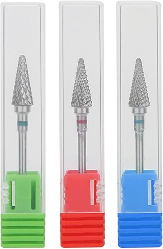 Miniatura 9 de Keenso Broca de uñas, forma cónica profesional, punta de manicura de acero de tungsteno para manicura, pedicura, eliminación de gel, semipermanente,