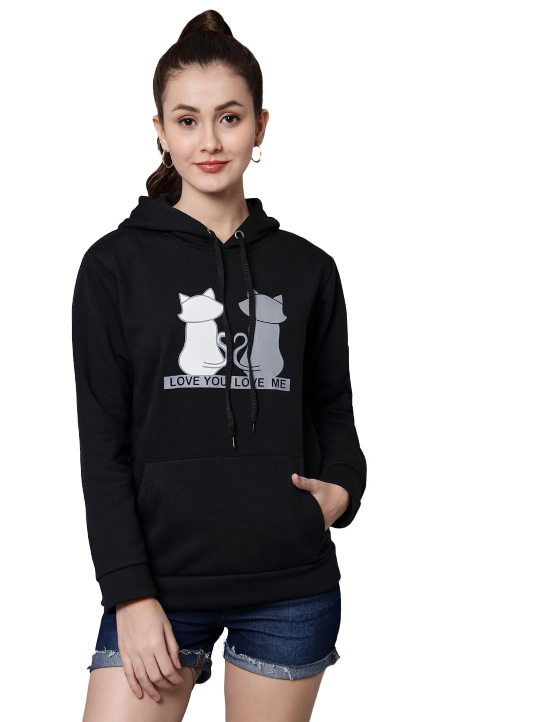 Women's Fleece Hooded Neck Graphic Print Sweatshirt-image-41