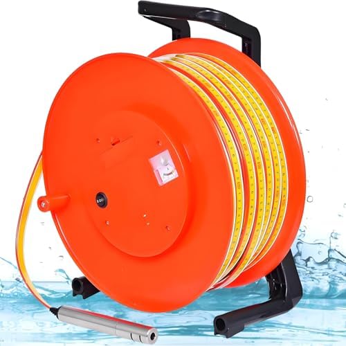 Portable Deep Well Water Level Meter, 10-300m Range, Stainless Steel Probe, Water Measurement Tool with Indicator Light & Peak Display for Water Well Maintenance & Repair