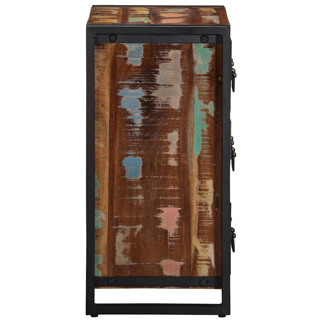 Kredens 50 x 35 x 70 cm, lite drewno, czarno-brązowy, z 6 szufladami, do salonu, korytarza, jadalni, rustykalne meble, stabilne żelazo, praktyczna przestrzeń do przechowywania