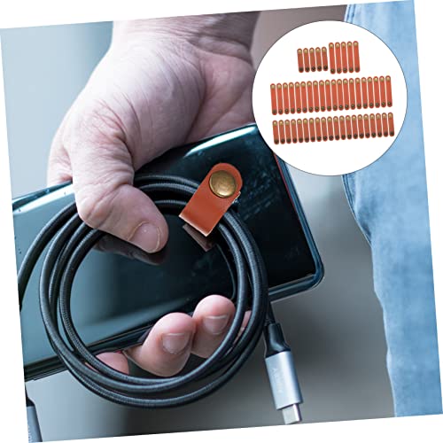 50 unidades de lazos de cable de cuero PU reutilizables, organizador de cables y soporte para cables USB flexibles y suaves, compacto para viajes y uso en casa miniatura 3
