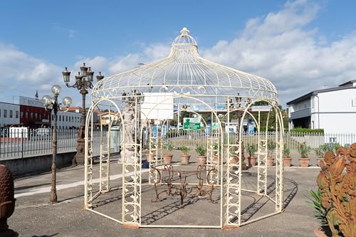 Biscottini Robuster Außenpavillon 400 x 390 x 400 cm – Pavillon 4 x 4 aus robustem Schmiedeeisen – Gartenpavillon im Vintage-Stil – Pavillon Garten – achteckiger Pavillon