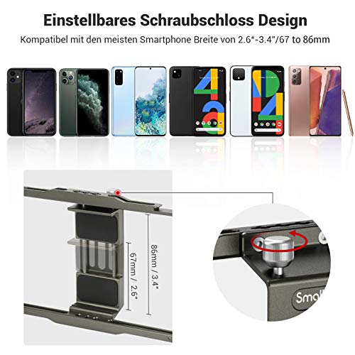 SMALLRIG Smartphone Video Rig, Fotografie Filmerstellung mit 2 Cold Shoe Mounts Handy Video Stabilisator für Video… – Bild 3