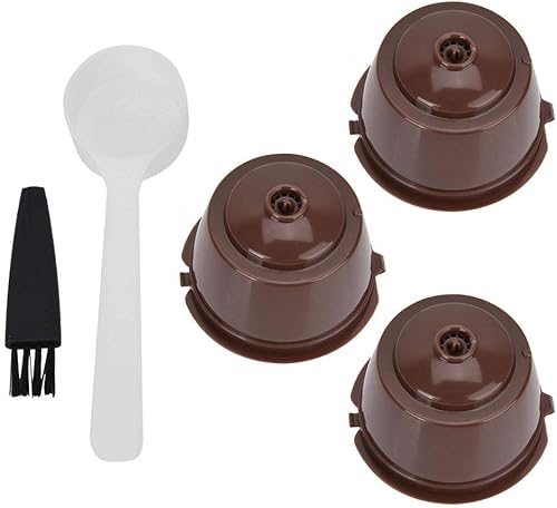 Fdit Juego de tazas de filtro de cápsulas de café recargables reutilizables con cepillo para cuchara, filtro de malla de acero inoxidable, adecuado