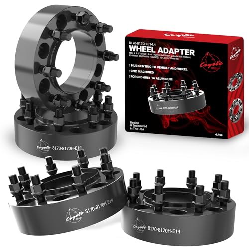 Wheel Accessories Parts 4 Pcs Hub Centric Wheel Spacers 8 on 170mm 8x170mm 2.00 Inch Thick 124.9mm Hub M14x1.5 14x1.5 Thread Stud Fits Ford F250 F350 Super Duty Single Rear Wheel