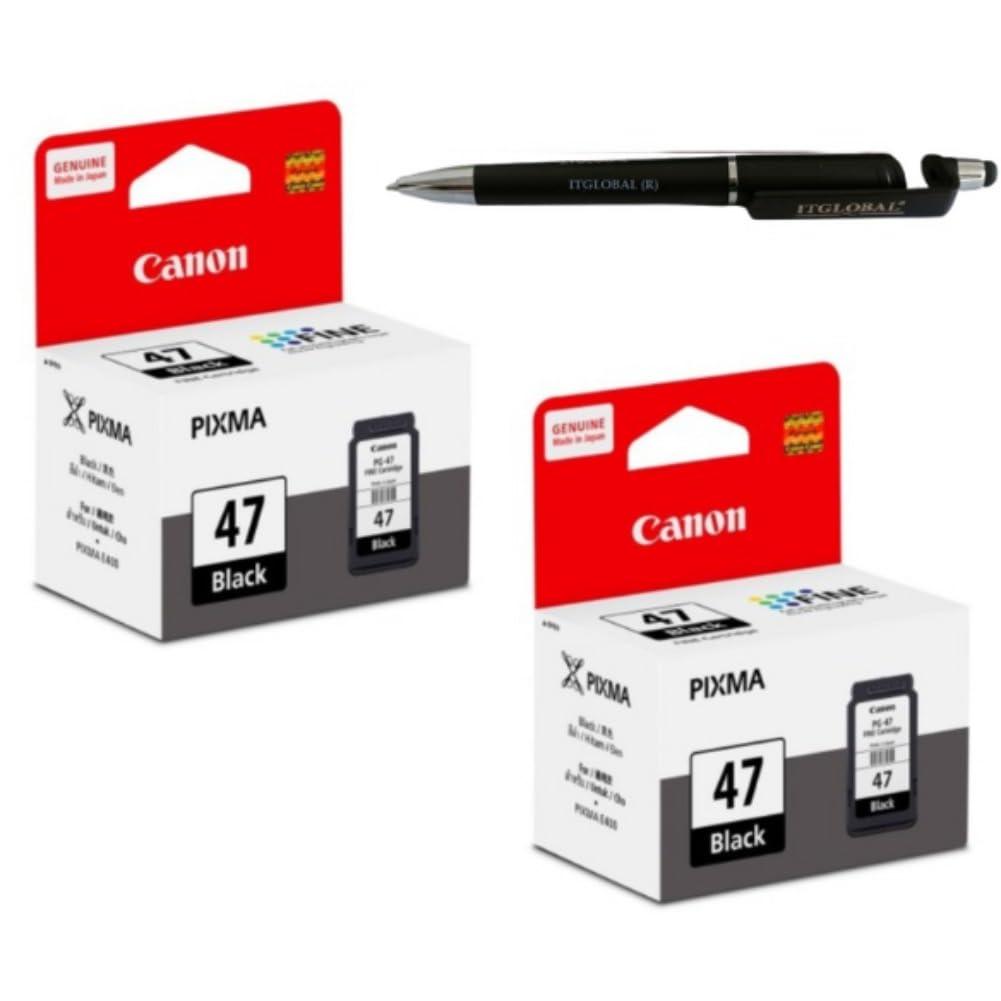 Canon PG 47 Ink Cartridge Twin - 2 Pcs E400 E410 E417 E460 E470 E477 E480 E3170 E3177 E4270 with ITGLOBAL 3in1 Multi-Function Mobile Phone Stand, Stylus, Ballpoint Pen-image-39