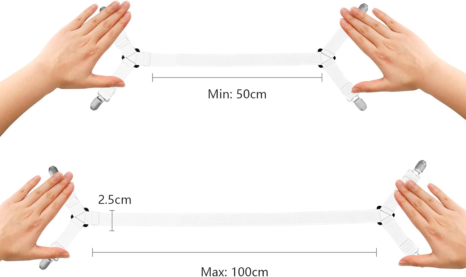 Suke Bed Sheet Fasteners, 2pcs Adjustable Elastic Bed Sheet Holder