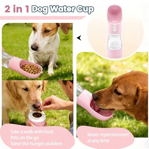 Image of Dog Water Bottle Portable Drinking Water Bowl & Food Container