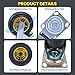 Heavy Duty 8 Inch Caster Wheels, 4 Pack Rubber Plate Caster Wheels with Castors Top Plate, 2 Brake Wheels and 3000Lbs Load Capacity, for Furniture Transport and Industrial Transport