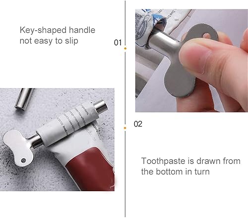 Miniatura 3 de Luckycivia - 10 exprimidores de tubos de pasta de dientes de acero inoxidable, dispensador de pasta de dientes de metal para baño