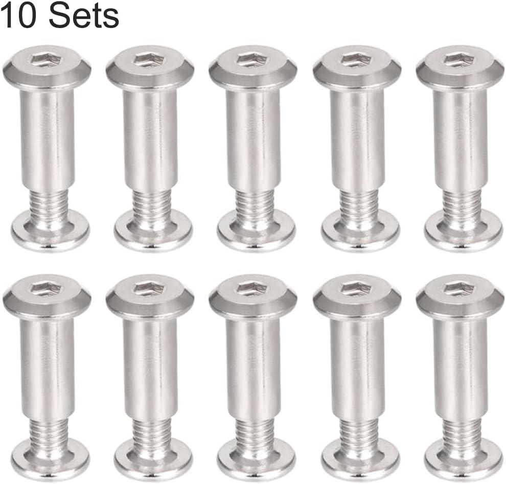 TA-VIGOR 10 Sets Furniture Connecting Screws Bolts, M6 x 10mm Binding Screws Posts Belt Buckle Binding Bolts - Image 4