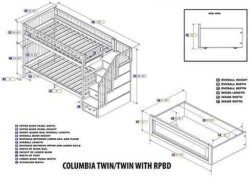 Miniatura 3 de Cama Atlantic Furniture tipo litera con escalera Columbia y cajones de cama en panel elevado, Madera, Blanco