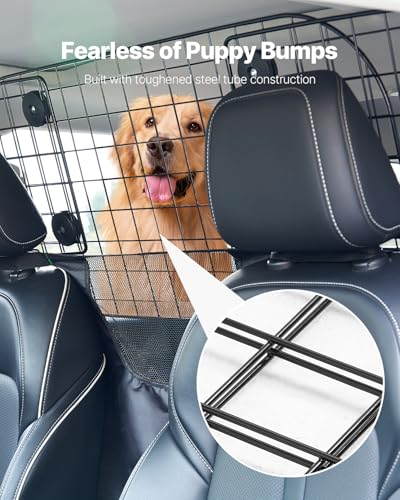 VEVOR Hunde Autobarriere einstellbare Trennwand Hundegitter (900 x 416 mm) Autoschutzgitter zur Montage auf den Vordersitzen, Haustierbarriere aus Drahtgeflecht, passende Autobarriere für SUVs Lkws