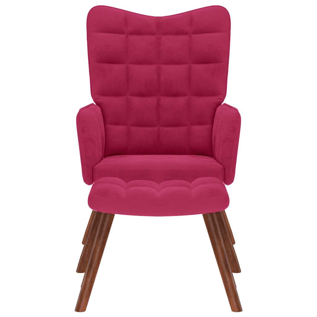 Poltrona relax con sgabello, comoda poltrona imbottita in velluto con piedini in legno, moderna poltrona con poggiapiedi, per soggiorno, camera da letto e ufficio, 61,5 x 69 x 95,5 cm