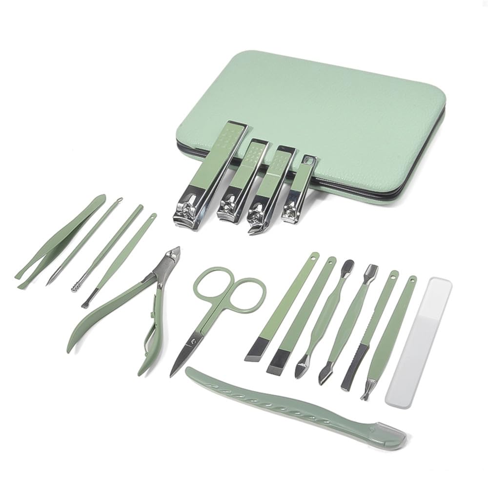 Nagelknipser-Set, 18-teilig, Edelstahl, Maniküre, Pediküre, Werkzeuge mit Schneider, Schere und Ohrlöffel für Körperpflege und Fellpflege