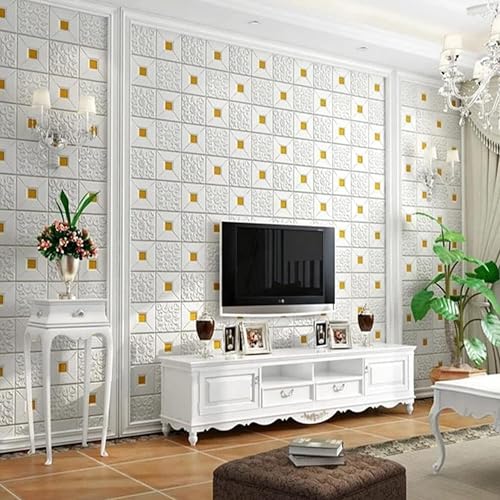 Image of VKR Waterproof Peel and Stick Wallpaper Roll | Self Adhesive Vinyl Furniture Covering Sheet for Kitchen Countertops, Cabinets, Tables & Storage Units (Floral White Gold, Pack of 1)