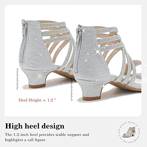 image for LAURMOSA Girls Dress Shoes Little Girl High Heels Sandals Girls Silver