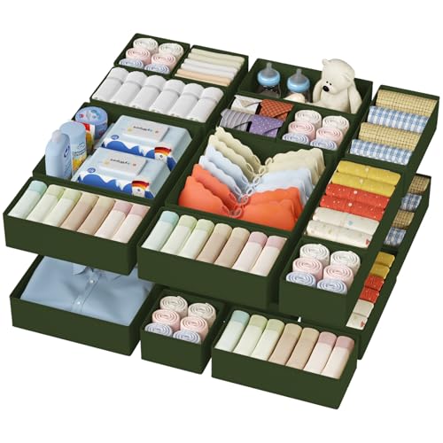 Image of DIMJ Drawer Organizer Clothes - 20 Pack Closet Drawer Organizer Bins for Baby Clothes Storage, Fabric Dresser Organizer for Nursery Bedroom, Foldable Small Drawer Dividers for Underwear Socks