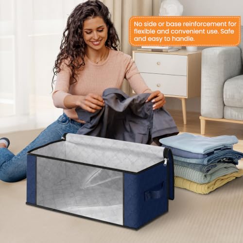 Image of Fab totes 35L Closet Organizers and Storage, Foldable Under Bed Storage Containers, Storage bags for Organizing Bedroom, Closet, Clothing,Organization with Handle (10 Pack,Blue)
