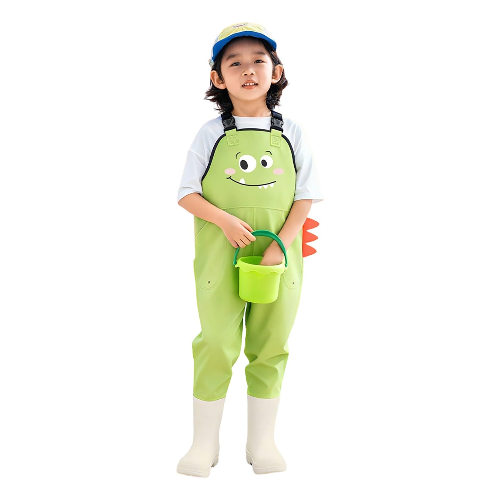 Latzhose für Mädchen mit verspieltem Cartoon-Design, ideal für Strand, Kindergarten und Outdoor-Abenteuer. (Light Green, 5-6 Years)