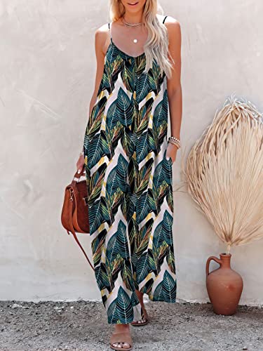 Anrabess Women's Loose Casual Sleeveless Adjustable Spaghetti Strap Jumpsuits Stretchy Wide Leg Rompers With Two Pockets A370-Shuye-L #TOP4