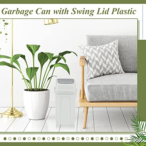 Image of Sumind 2 Pcs 1.8 Gallon Bathroom Trash Can with Swing Lid Small Garbage Can Plastic Bathroom Trashcan Garbage Bin for Kitchen Waste Bedroom Room Outdoor (Green and Beige)