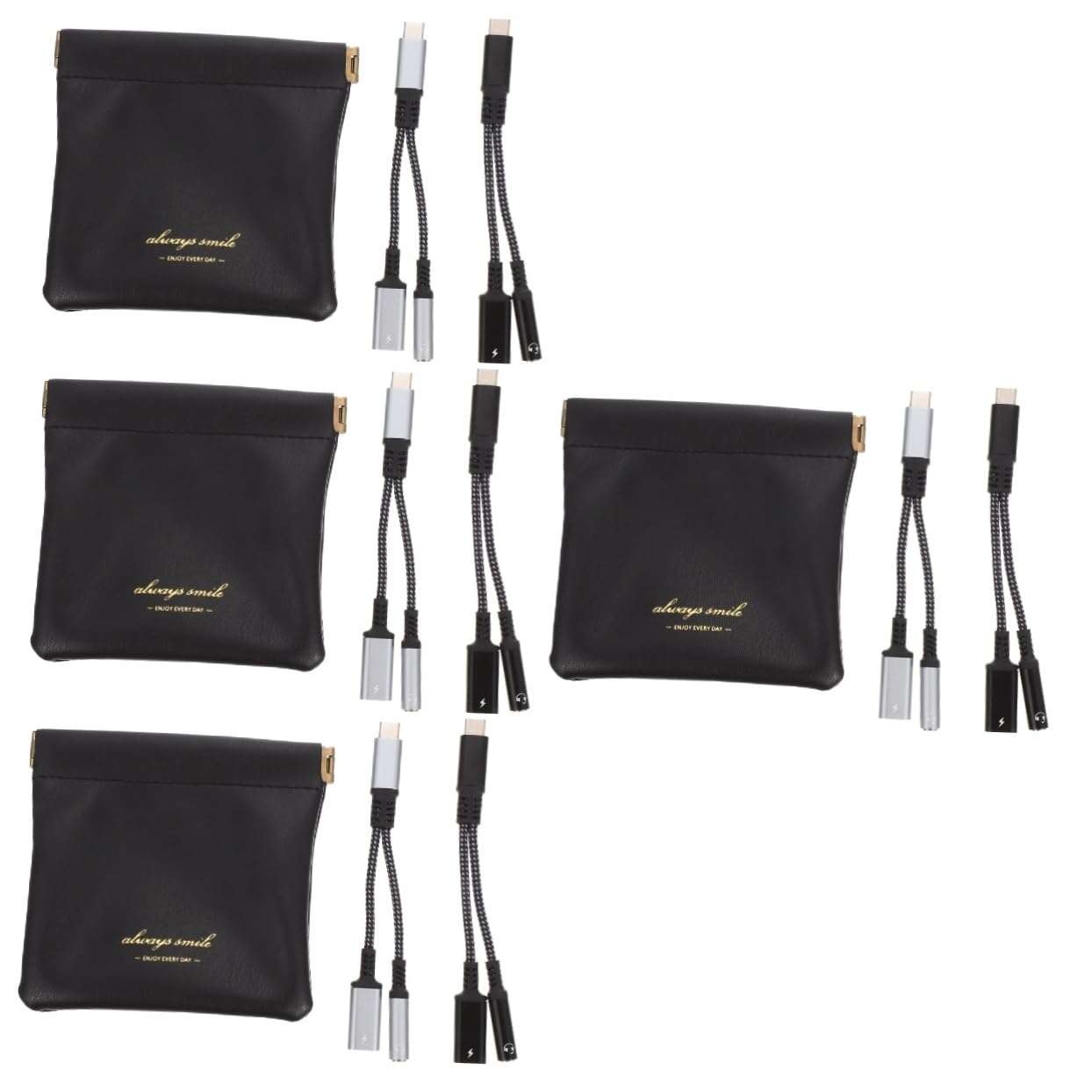 jojofuny 4stücke USB c Kopfhöreradapter Mit Ladefunktion Type-c Zu Klinkenstecker Für Musik Und Gleichzeitiges Aufladen Kompakt Und Leicht