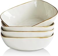 Vista 1 de famiware Juego de 4 Tazones Grandes para Pasta, Tazones Ocean Square de 8", Tazón Grande para Servir Pasta, Tazones Grandes para Cena, Juego