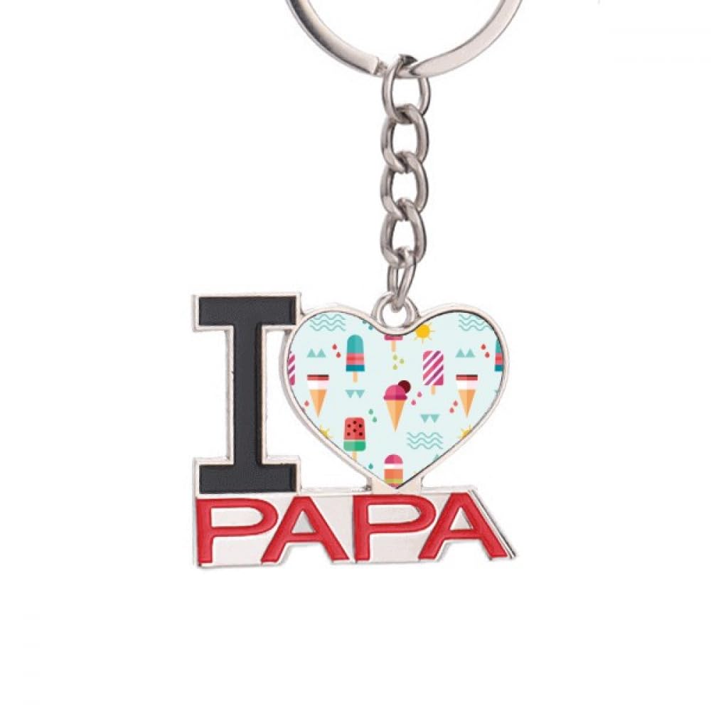 Sun Mountain River Popsicle Sweet Ice Keychain Metal Keyring Holder Love PAPA Father