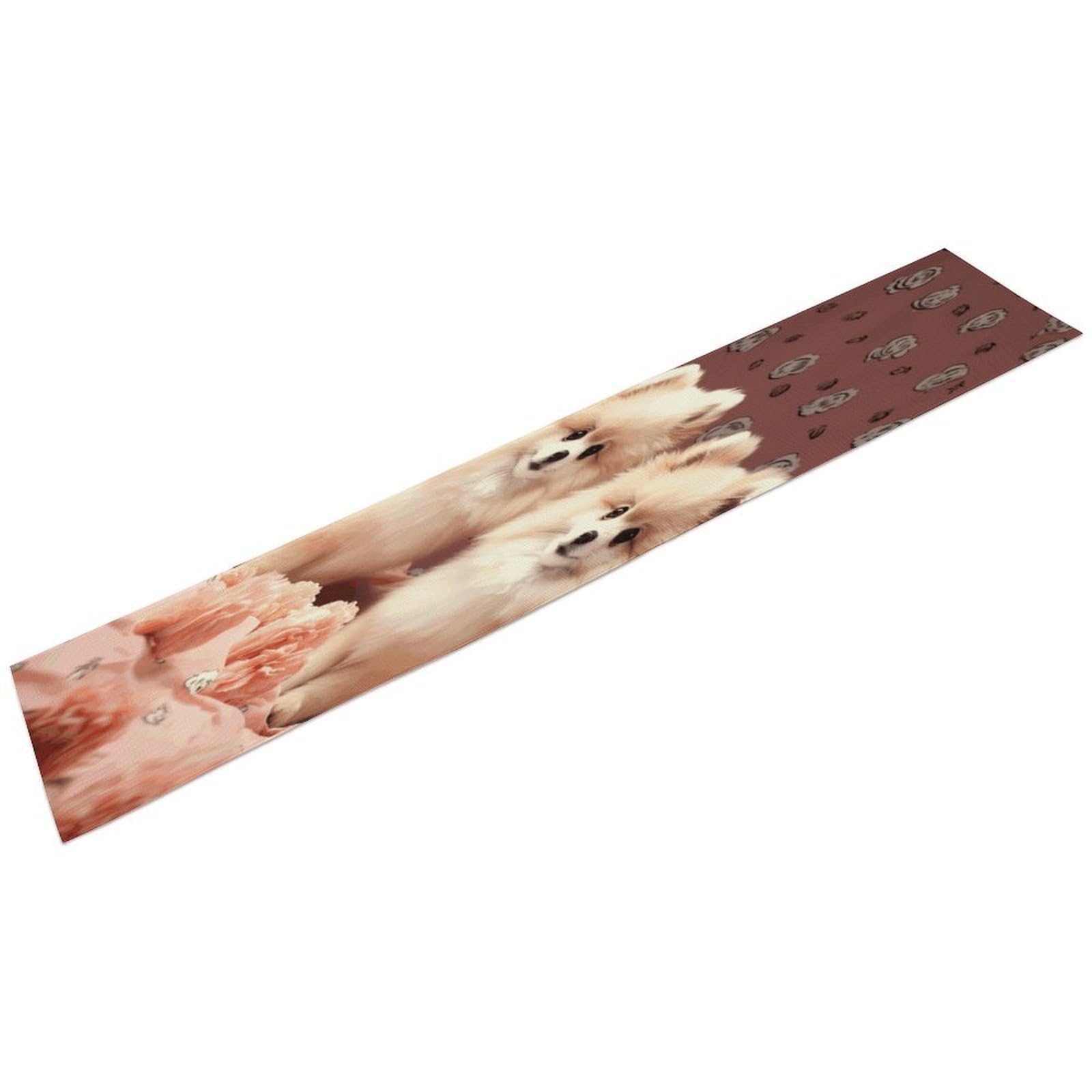 Pomeranians Puppies and Point Table Runner 13" X 72" Exquisite Linen Table Runner Wrinkle Resistant Farmhouse Rustic Table Runners Seasonal Table Decoration for Kitchen Dining Home Party