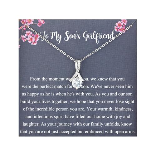 NOREGRET To My Son's Girlfriend Necklace from Mom Sterling Silver Necklace for Son's Girlfriend Birthday Gifts Graduation Christmas
